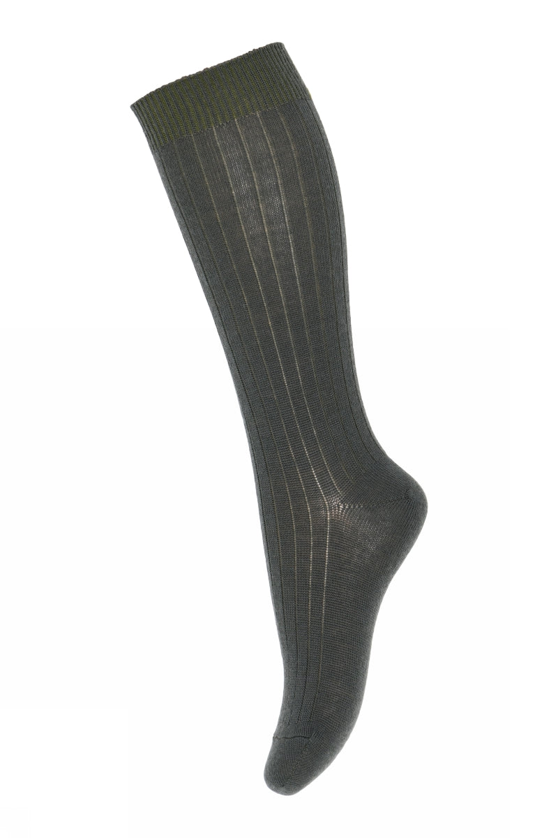 Wool rib knee socks