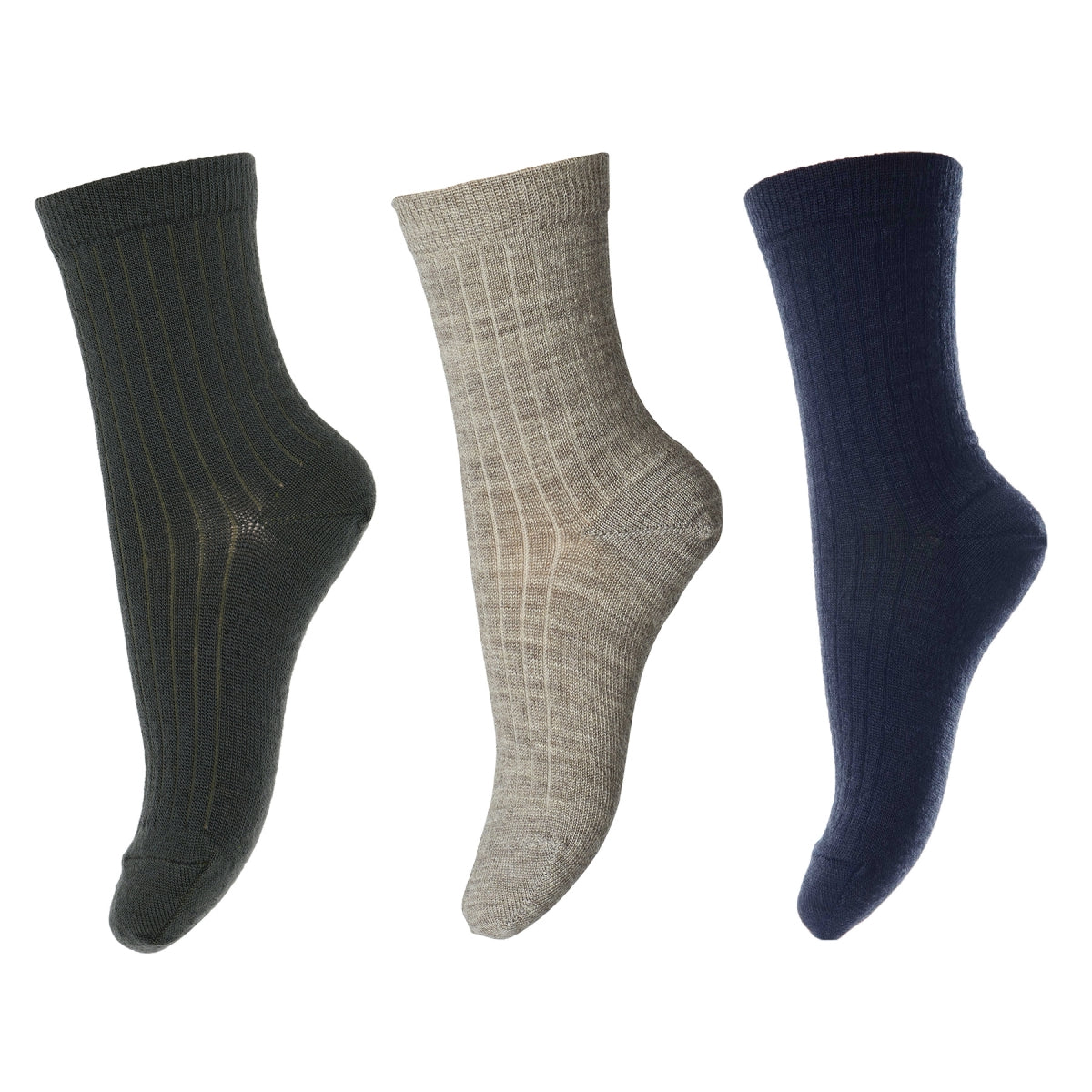 Wool rib socks - 3-pack