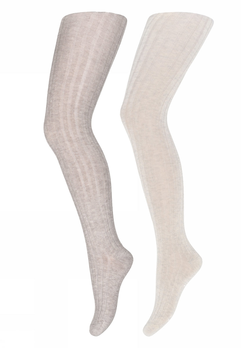 Cotton rib tights - 2 pack