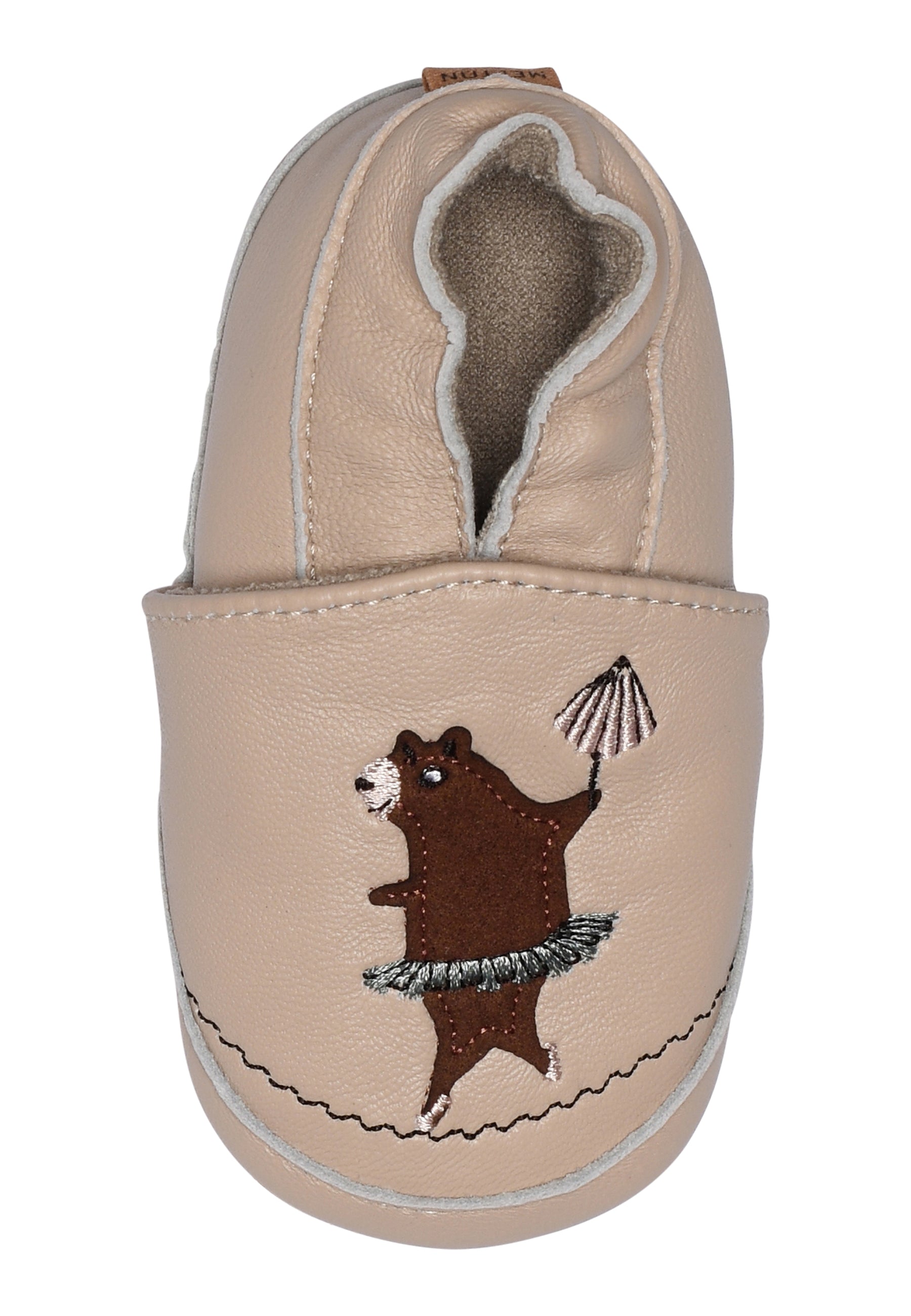 Dancing bear leather slippers