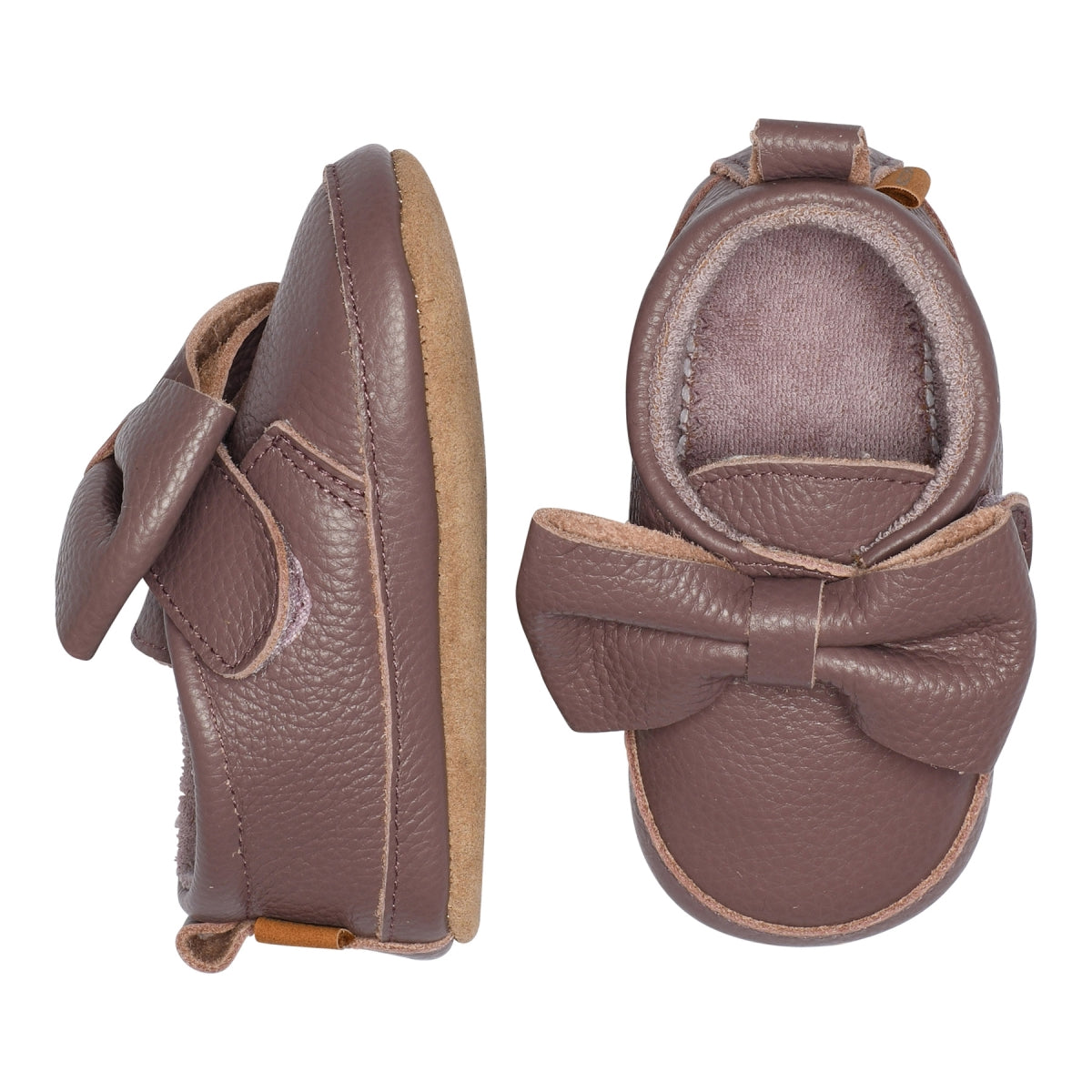 Bow leather slippers