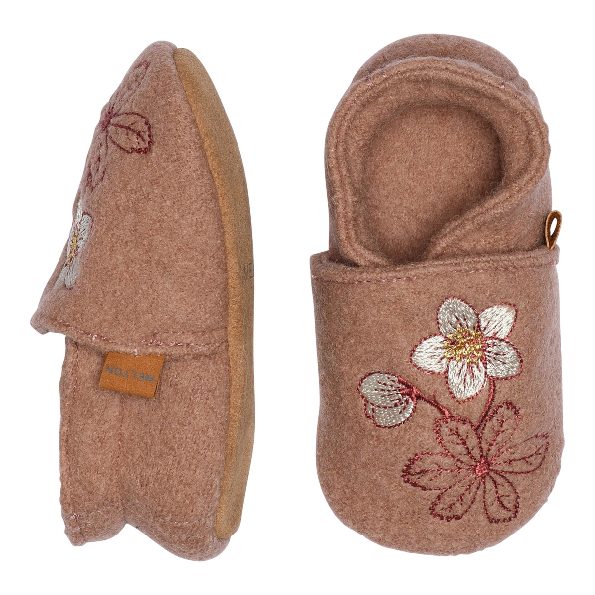 Winter rose wool slippers